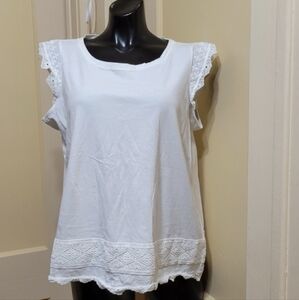 Talbots white tank top with lace details